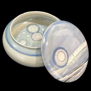 Vintage 1990s Signed Sylvain Filion Crystalline Winter Scene Pottery Art Quebec